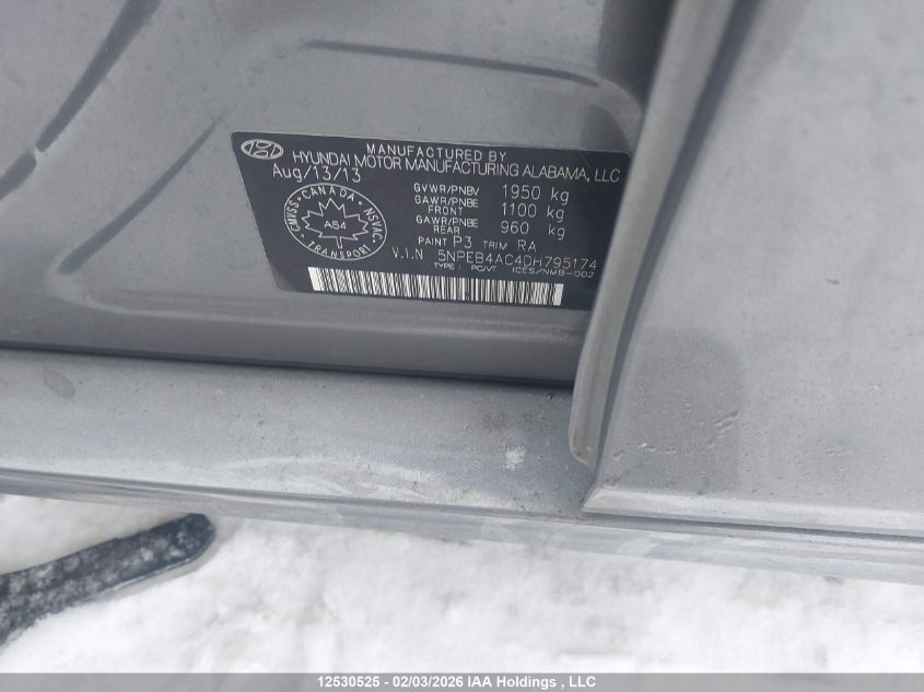 2013 Hyundai Sonata VIN: 5NPEB4AC4DH795174 Lot: 12530525