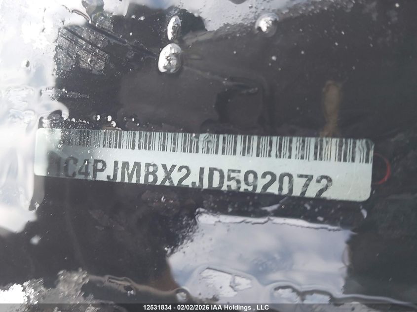 2018 Jeep Cherokee Trailhawk VIN: 1C4PJMBX2JD592072 Lot: 12531834