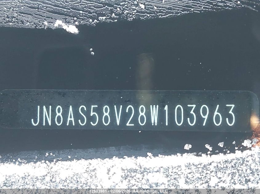 2008 Nissan Rogue S VIN: JN8AS58V28W103963 Lot: 12533981