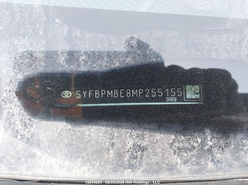 2021 Toyota Corolla Le VIN: 5YFBPMBE8MP255155 Lot: 12534203
