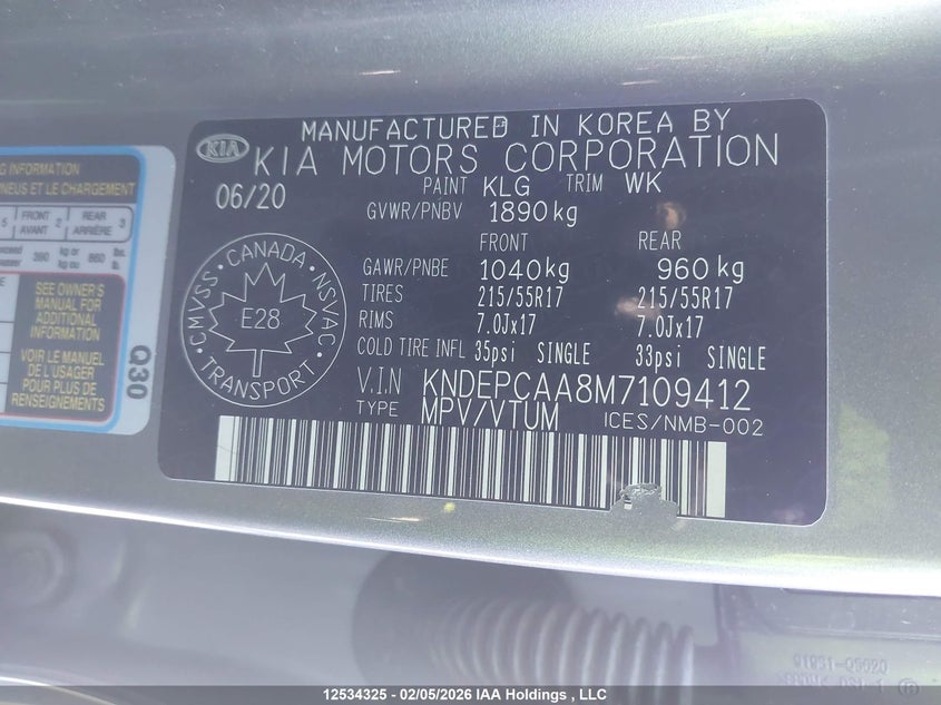 2021 Kia Seltos VIN: KNDEPCAA8M7109412 Lot: 12534325