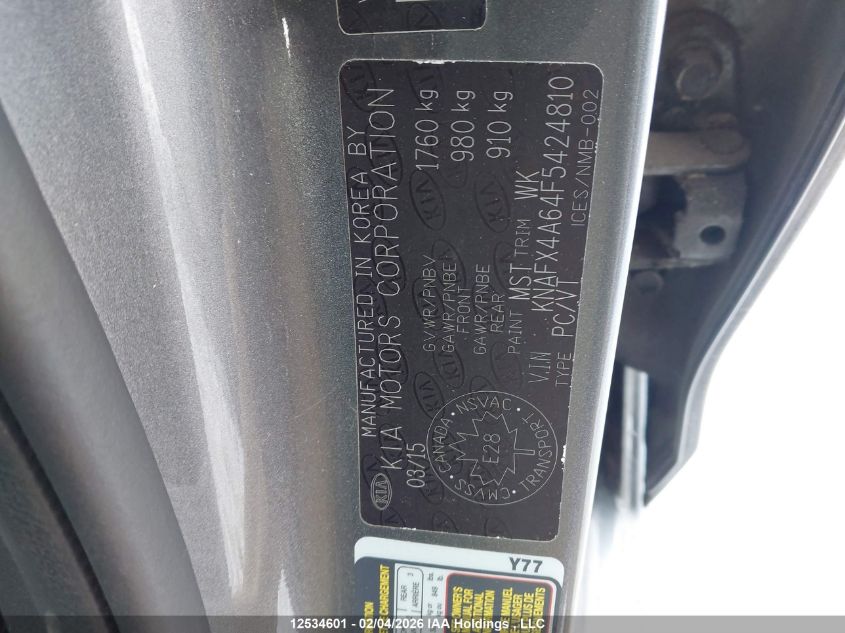 2015 Kia Forte 1.8L Lx/1.8L Lx+/Lx+ Winter Edition VIN: KNAFX4A64F5424810 Lot: 12534601