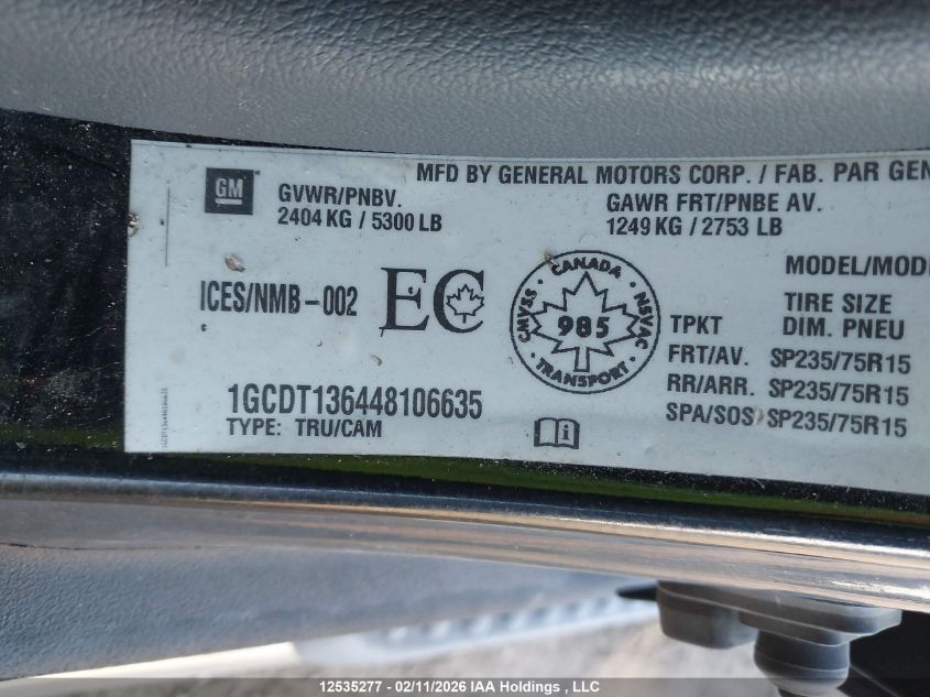 2004 Chevrolet Colorado VIN: 1GCDT136448106635 Lot: 12535277