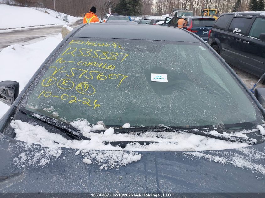 2016 Toyota Corolla L/Le/Le Pls/Prm/S/S Pls VIN: 2T1BURHE4GC575607 Lot: 12535887