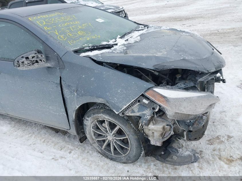 2016 Toyota Corolla L/Le/Le Pls/Prm/S/S Pls VIN: 2T1BURHE4GC575607 Lot: 12535887