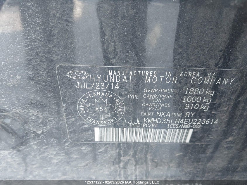 2014 Hyundai Elantra Gt VIN: KMHD35LH4EU223614 Lot: 12537122