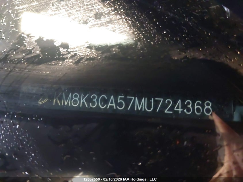 2021 Hyundai Kona Limited VIN: KM8K3CA57MU724368 Lot: 12537550