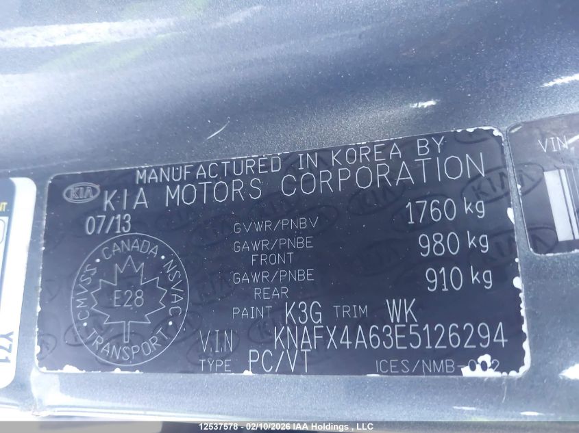 2014 Kia Forte Lx VIN: KNAFX4A63E5126294 Lot: 12537578