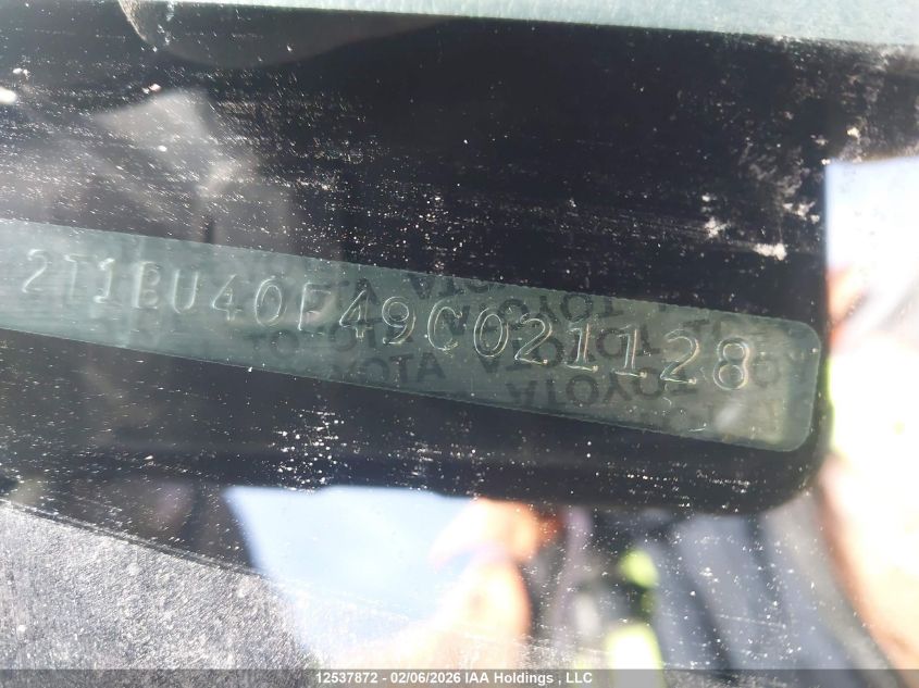 2009 Toyota Corolla S VIN: 2T1BU40E49C021128 Lot: 12537872