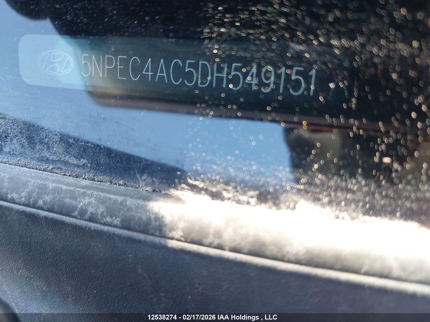 2013 Hyundai Sonata Se/Limited VIN: 5NPEC4AC5DH549151 Lot: 12538274
