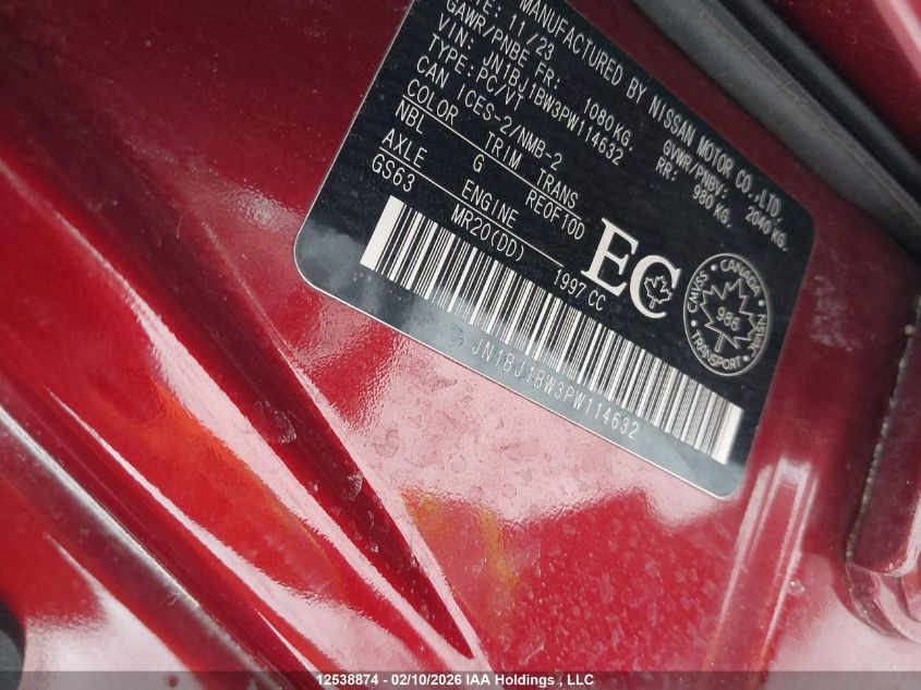 2023 Nissan Qashqai Sv VIN: JN1BJ1BW3PW114632 Lot: 12538874