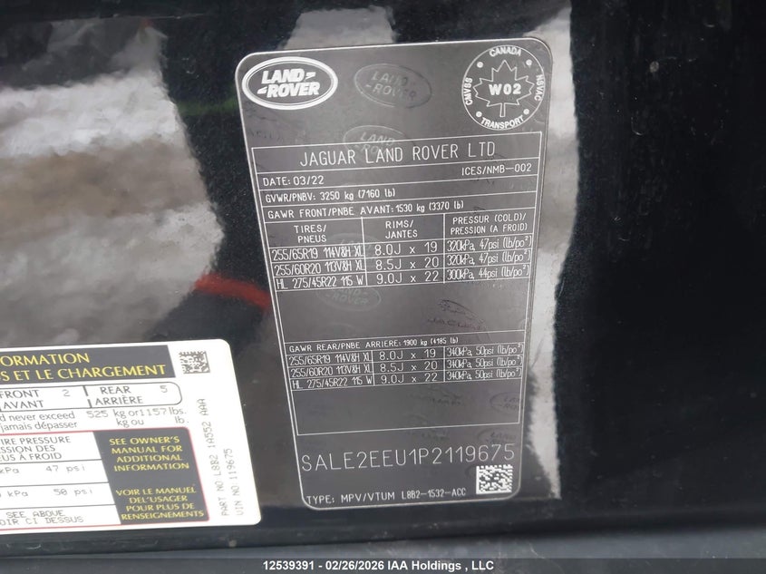 2023 Land Rover Defender 110 X-Dynamic Se VIN: SALE2EEU1P2119675 Lot: 12539391