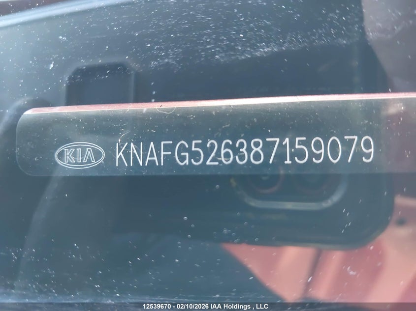 2008 Kia Rondo Lx/Ex VIN: KNAFG526387159079 Lot: 12539670