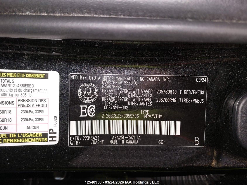 2024 Lexus Nx 350 Premium VIN: 2T2GGCEZ3RC059786 Lot: 12540950