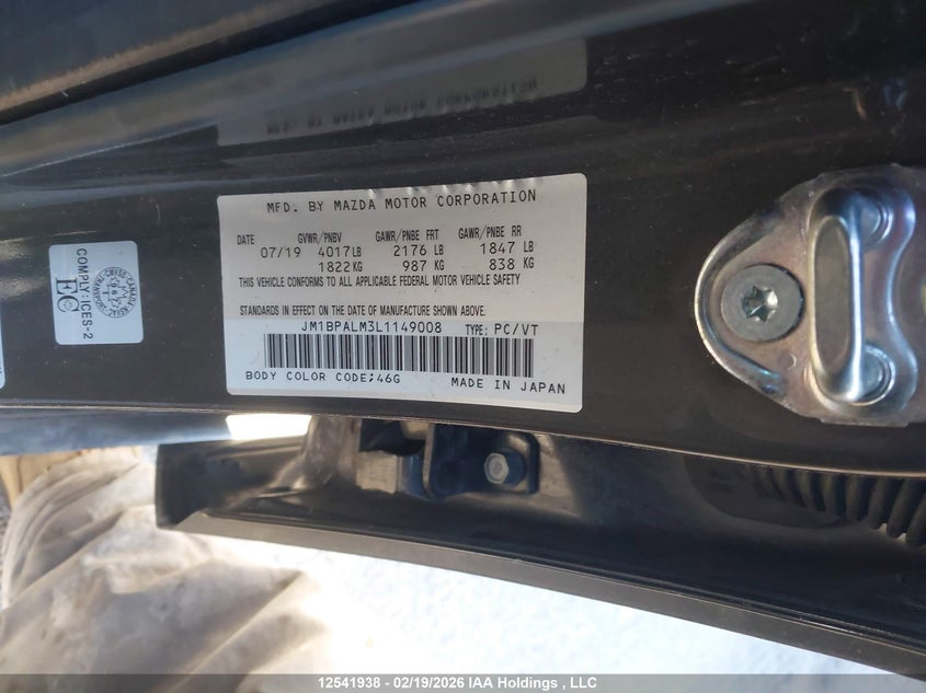 2020 Mazda Mazda3 VIN: JM1BPALM3L1149008 Lot: 12541938