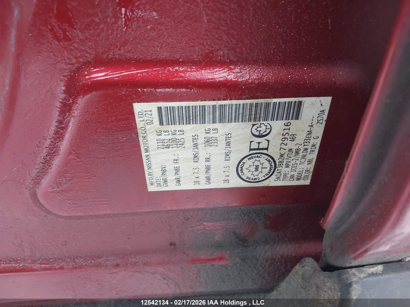 2021 Nissan Rogue Sv VIN: 5N1AT3BB2MC729516 Lot: 12542134