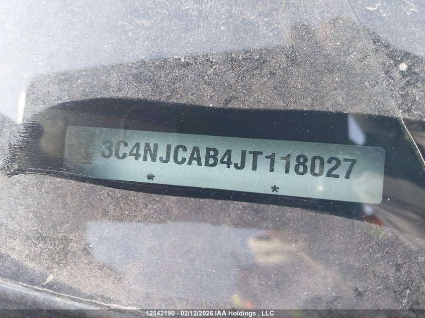 2018 Jeep Compass Sport VIN: 3C4NJCAB4JT118027 Lot: 12542190