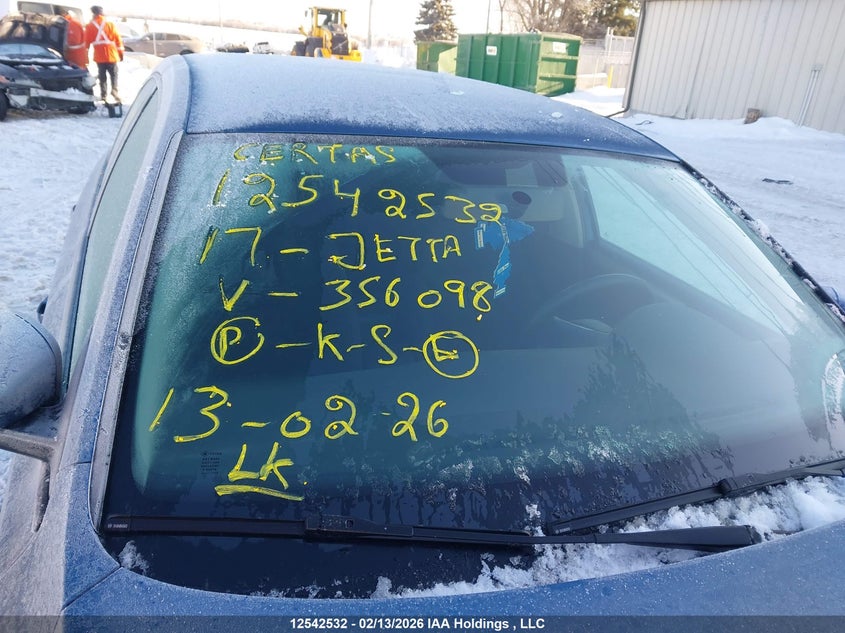 2017 Volkswagen Jetta S VIN: 3VW2B7AJ0HM356098 Lot: 12542532