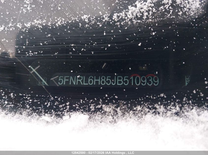 2018 Honda Odyssey Touring VIN: 5FNRL6H85JB510939 Lot: 12542580