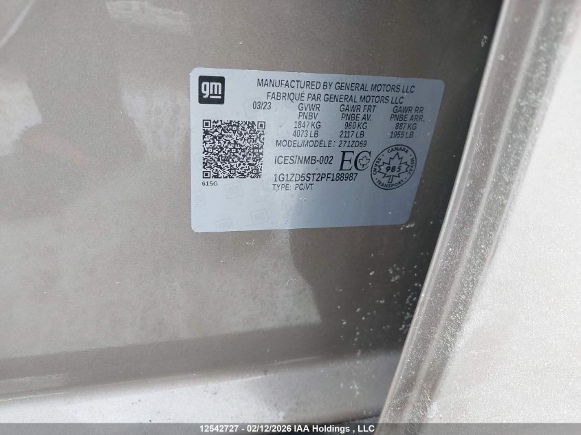 2023 Chevrolet Malibu 1Lt VIN: 1G1ZD5ST2PF188987 Lot: 12542727