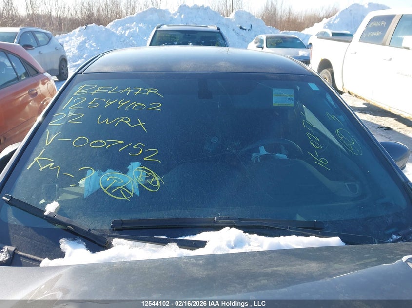 2022 Subaru Wrx VIN: JF1VBAA6XN9007152 Lot: 12544102