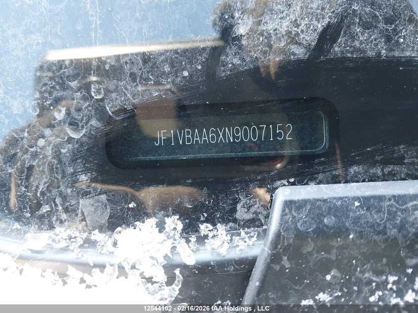 2022 Subaru Wrx VIN: JF1VBAA6XN9007152 Lot: 12544102