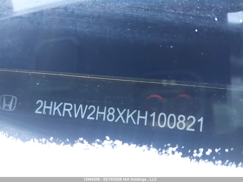 2019 Honda Cr-V Exl VIN: 2HKRW2H8XKH100821 Lot: 12544208