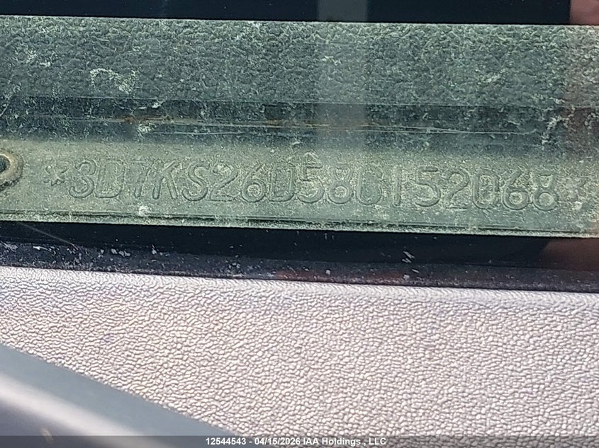 2008 Dodge Ram 2500 VIN: 3D7KS26D58G152068 Lot: 12544543