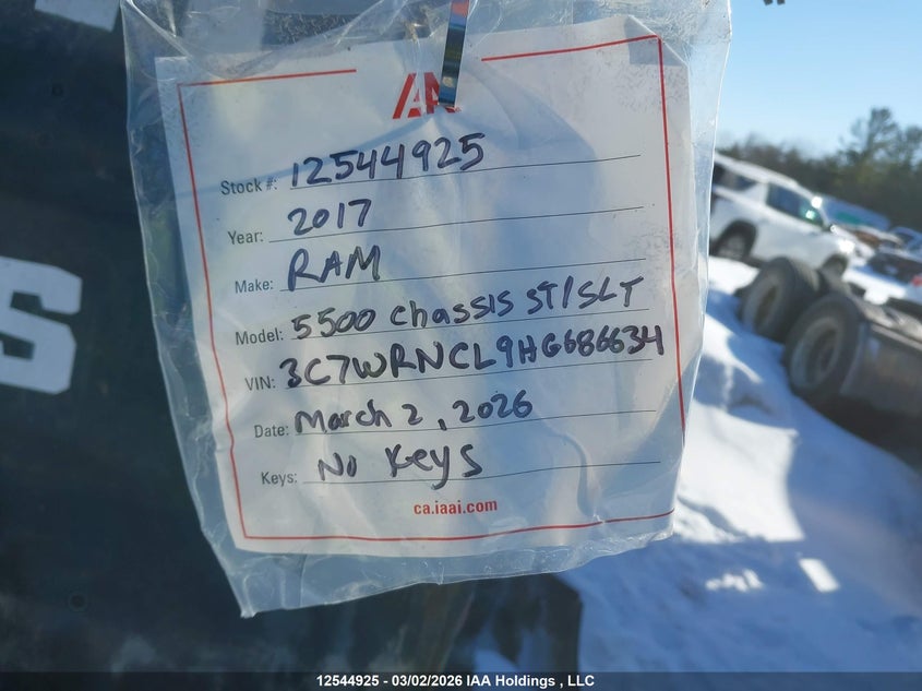 2017 Ram 5500 Chassis St/Slt VIN: 3C7WRNCL9HG686634 Lot: 12544925