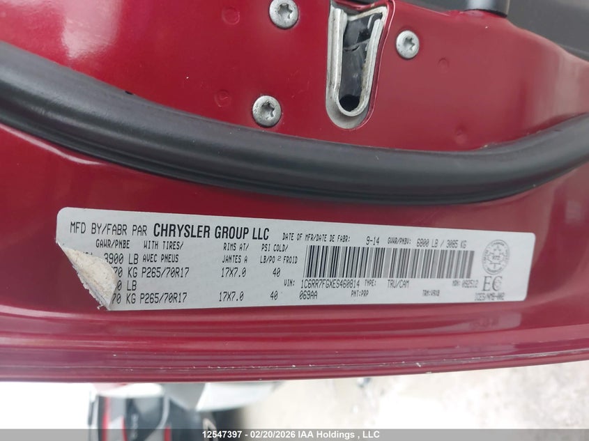 1C6RR7FGXES460814 2014 Ram 1500 3.6 St Red