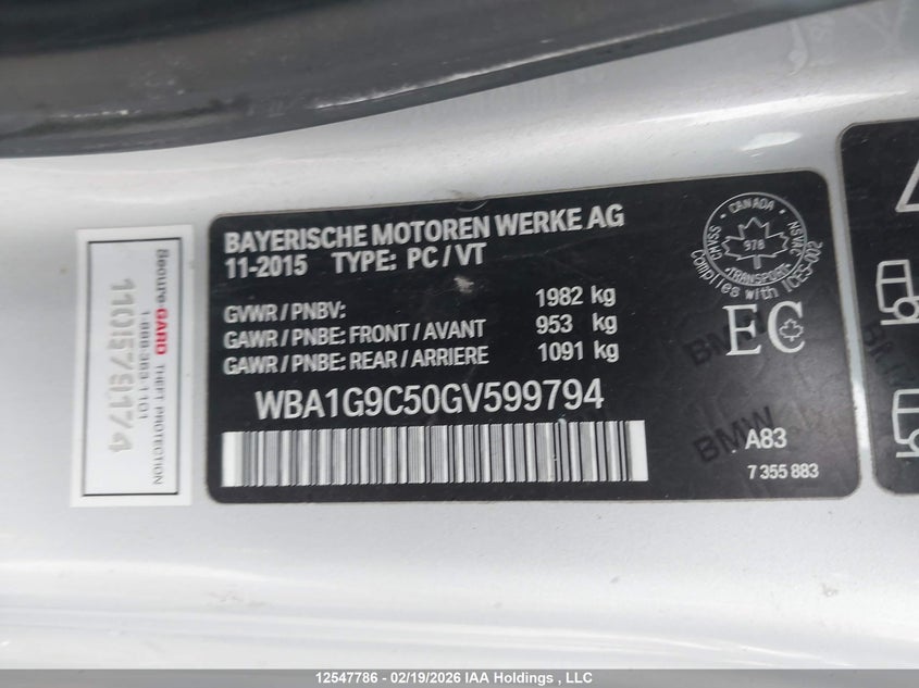 2016 BMW 228I xDrive VIN: WBA1G9C50GV599794 Lot: 12547786