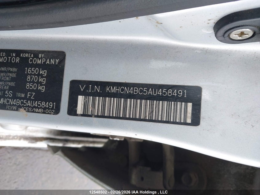 2010 Hyundai Accent Gls VIN: KMHCN4BC5AU458491 Lot: 12548502