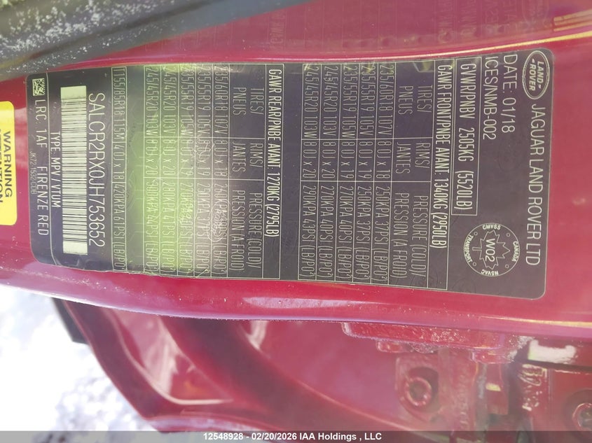 2018 Land Rover Discovery Sport Hse VIN: SALCR2RX0JH753652 Lot: 12548928