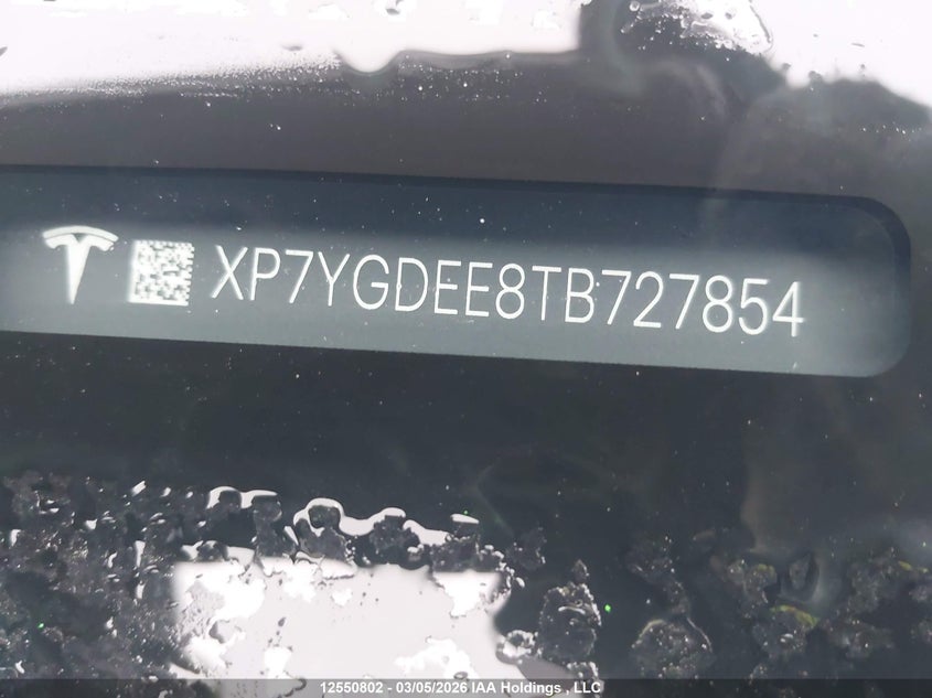 2026 Tesla Model Y VIN: XP7YGDEE8TB727854 Lot: 12550802