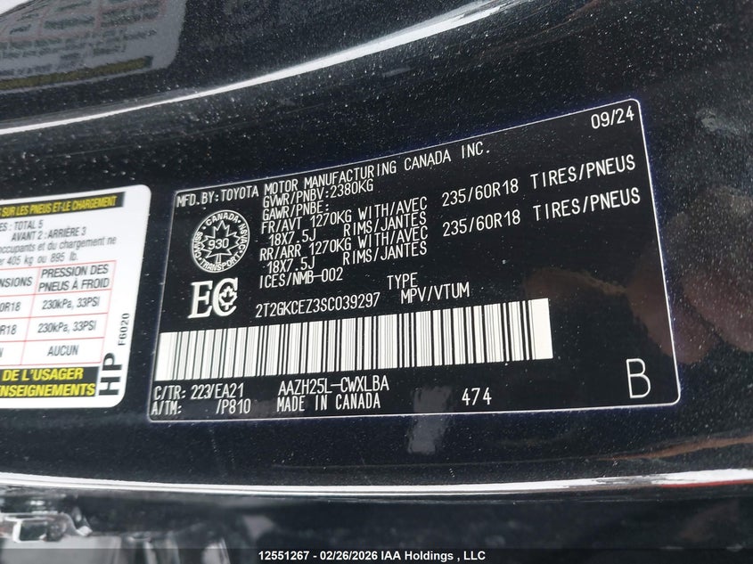 2025 Lexus Nx 350H 350H VIN: 2T2GKCEZ3SC039297 Lot: 12551267