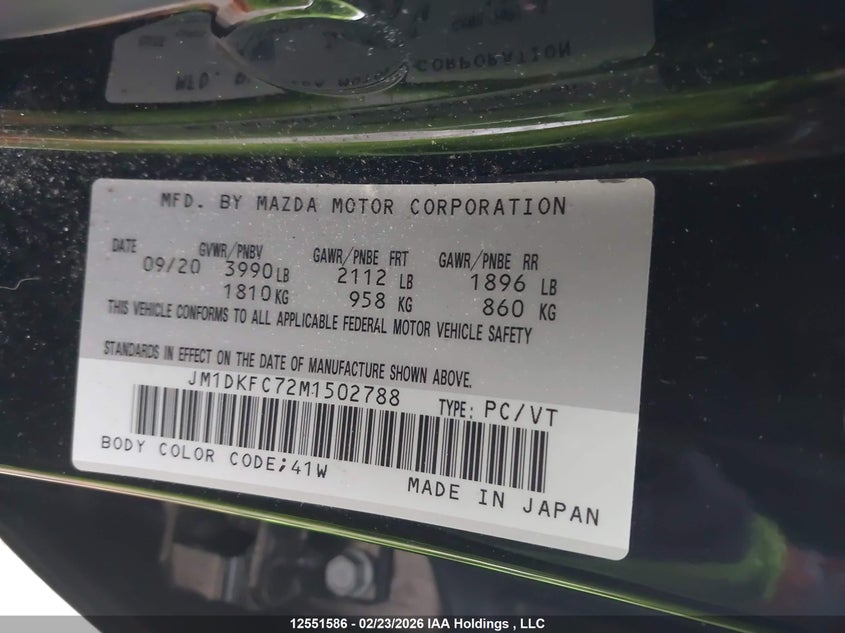 2021 Mazda Cx-3 Touring VIN: JM1DKFC72M1502788 Lot: 12551586