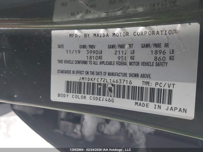 2020 Mazda Cx-3 Gs VIN: JM1DKFC72L1463716 Lot: 12552984