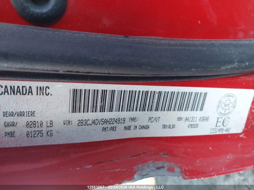 2010 Dodge Challenger Se/Sxt VIN: 2B3CJ4DV5AH224919 Lot: 12553867