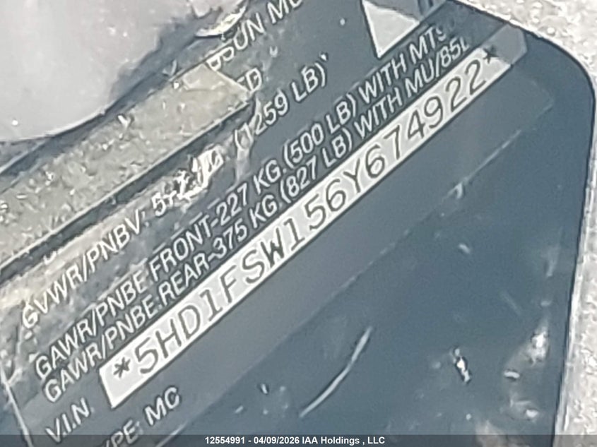 2006 Harley-Davidson Fltri VIN: 5HD1FSW156Y674922 Lot: 12554991