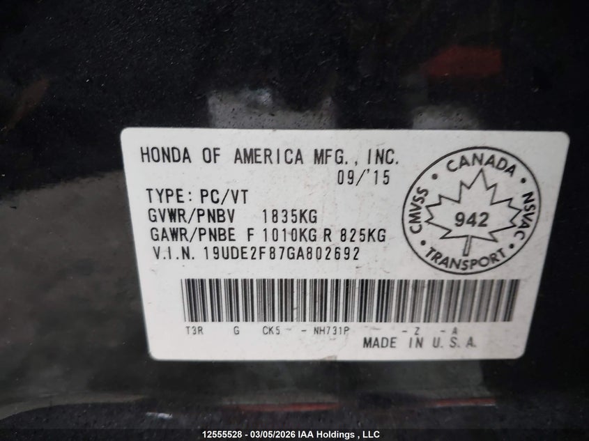 2016 Acura Ilx A-Spec VIN: 19UDE2F87GA802692 Lot: 12555528