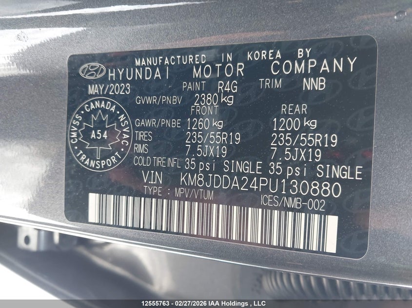 2023 Hyundai Tucson Luxury/Ultimate VIN: KM8JDDA24PU130880 Lot: 12555763