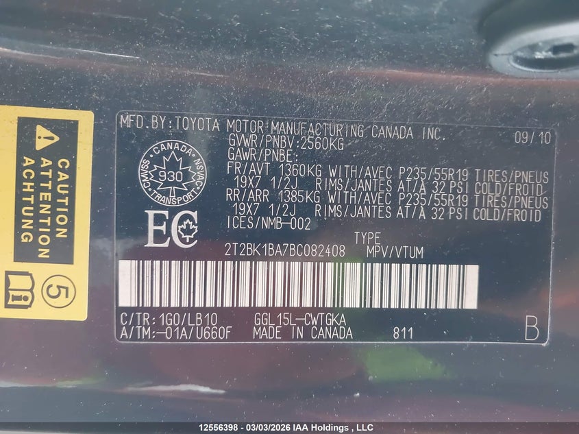 2011 Lexus Rx 350 VIN: 2T2BK1BA7BC082408 Lot: 12556398