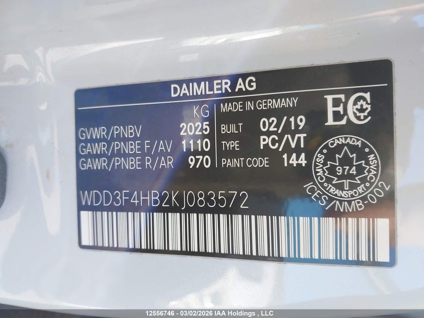 2019 Mercedes-Benz A 250 4Matic VIN: WDD3F4HB2KJ083572 Lot: 12556746