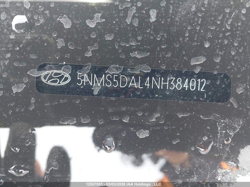 2022 Hyundai Santa Fe Ultimate Calligraphy VIN: 5NMS5DAL4NH384012 Lot: 12557051