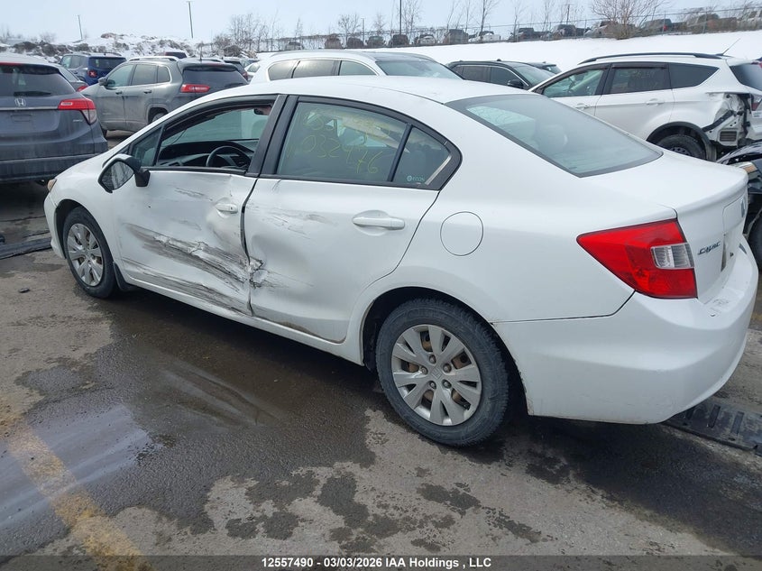 2012 Honda Civic 1.8 Lx White Lot 111012557490 Vin 2HGFB2E42CH032476