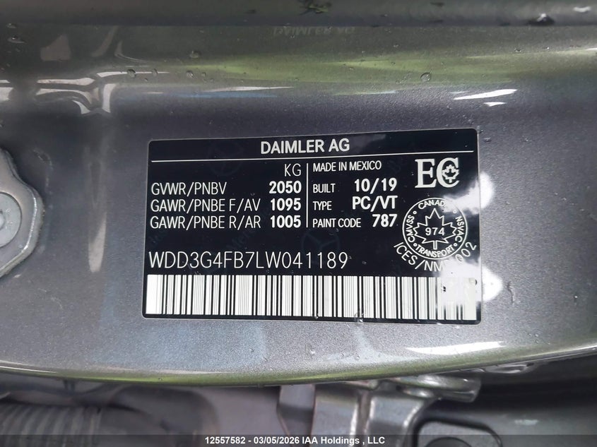 2020 Mercedes-Benz A 220 4Matic VIN: WDD3G4FB7LW041189 Lot: 12557582