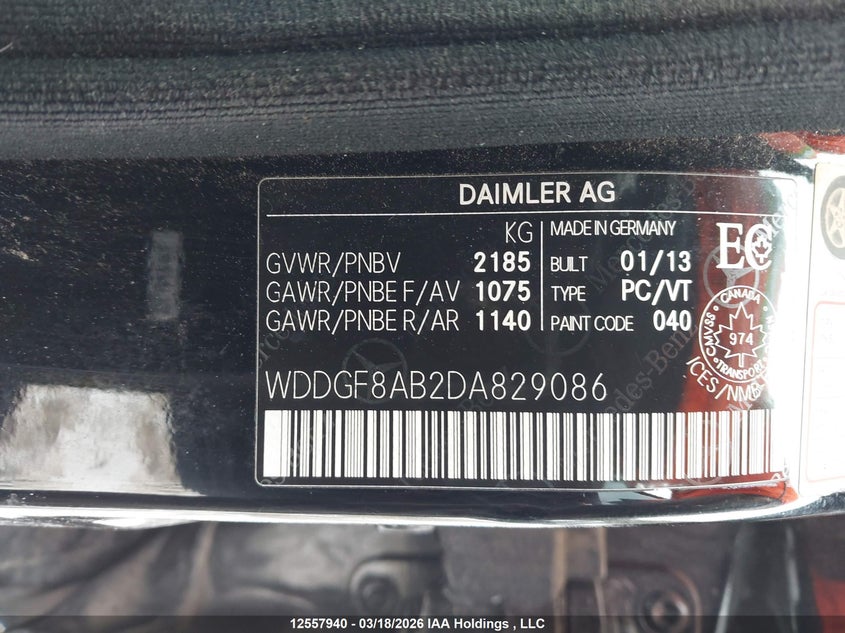 2013 Mercedes-Benz C 300 4Matic VIN: WDDGF8AB2DA829086 Lot: 12557940