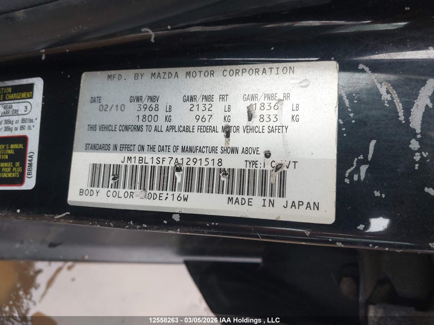 2010 Mazda 3 I VIN: JM1BL1SF7A1291518 Lot: 12558263