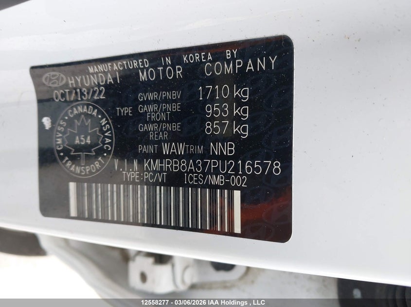 2023 Hyundai Venue Essential VIN: KMHRB8A37PU216578 Lot: 12558277