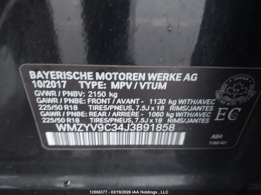 2018 Mini Cooper Jcw Countryman All4 VIN: WMZYV9C34J3B91858 Lot: 12558377